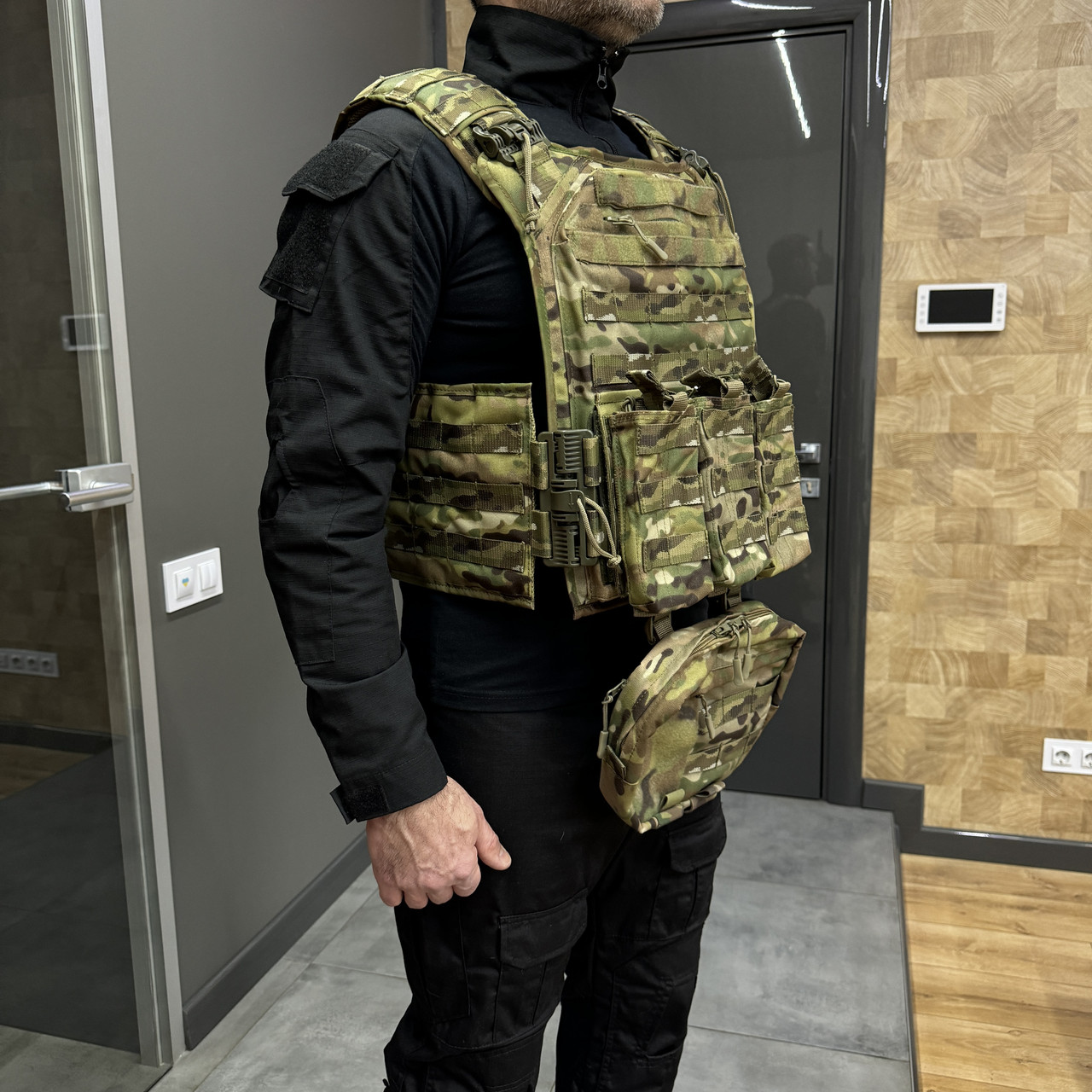 Плитоноска с подсумками и напашником, двойной быстрый сброс, с камербандами, Мультикам, MOLLE, Cordura 1000D фото 4