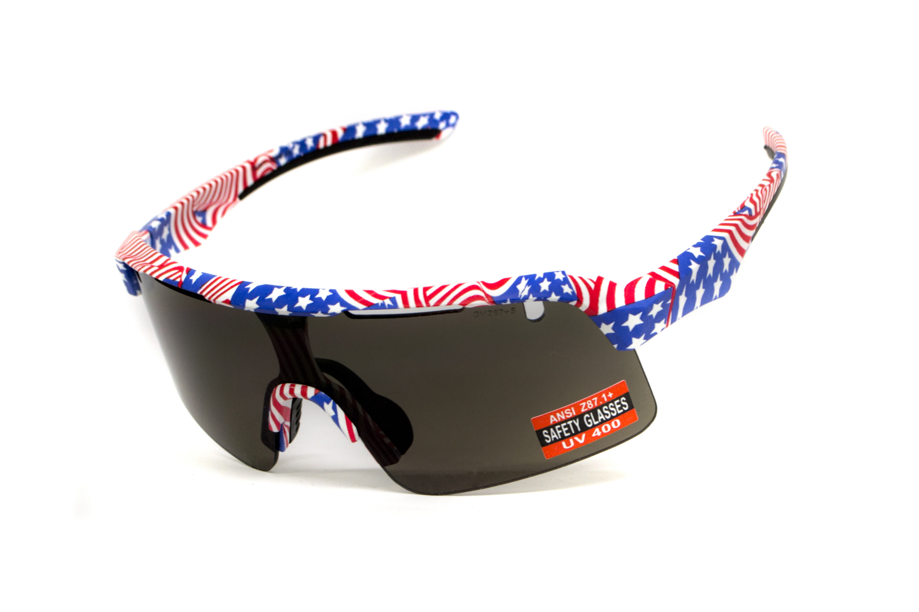 Очки защитные открытые Global Vision Holeshot USA Flag (gray), сірі в оправі прапор США фото 3