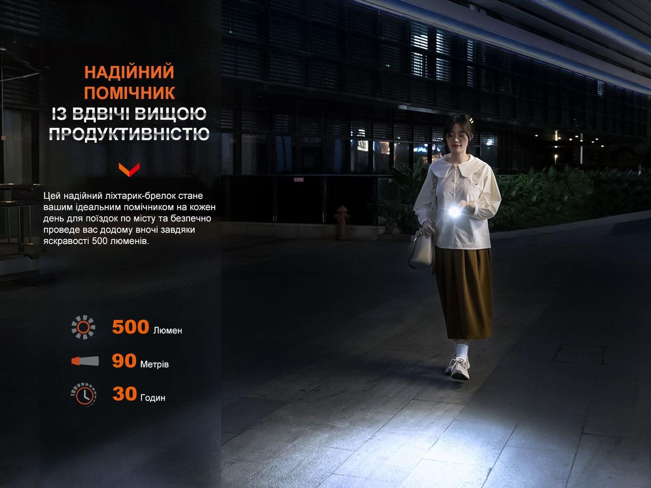 Ліхтар наключний Fenix E03R V2.0, синій фото 6