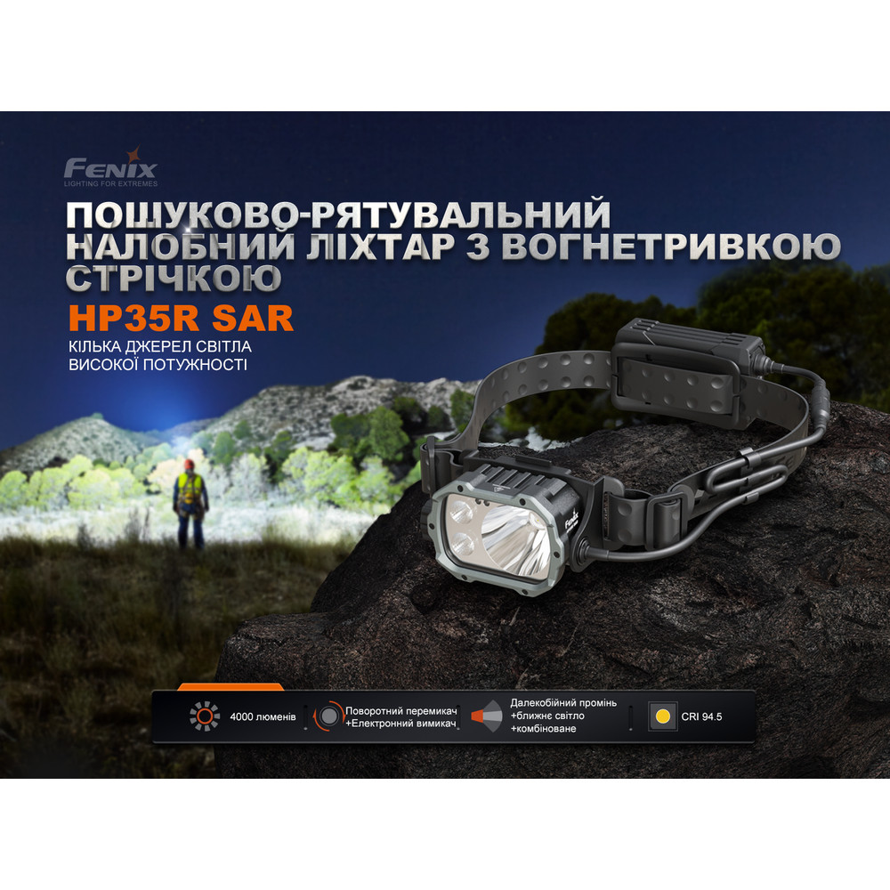 Ліхтар налобний Fenix HP35R SAR з вогнетривкою пов'язкою фото 6