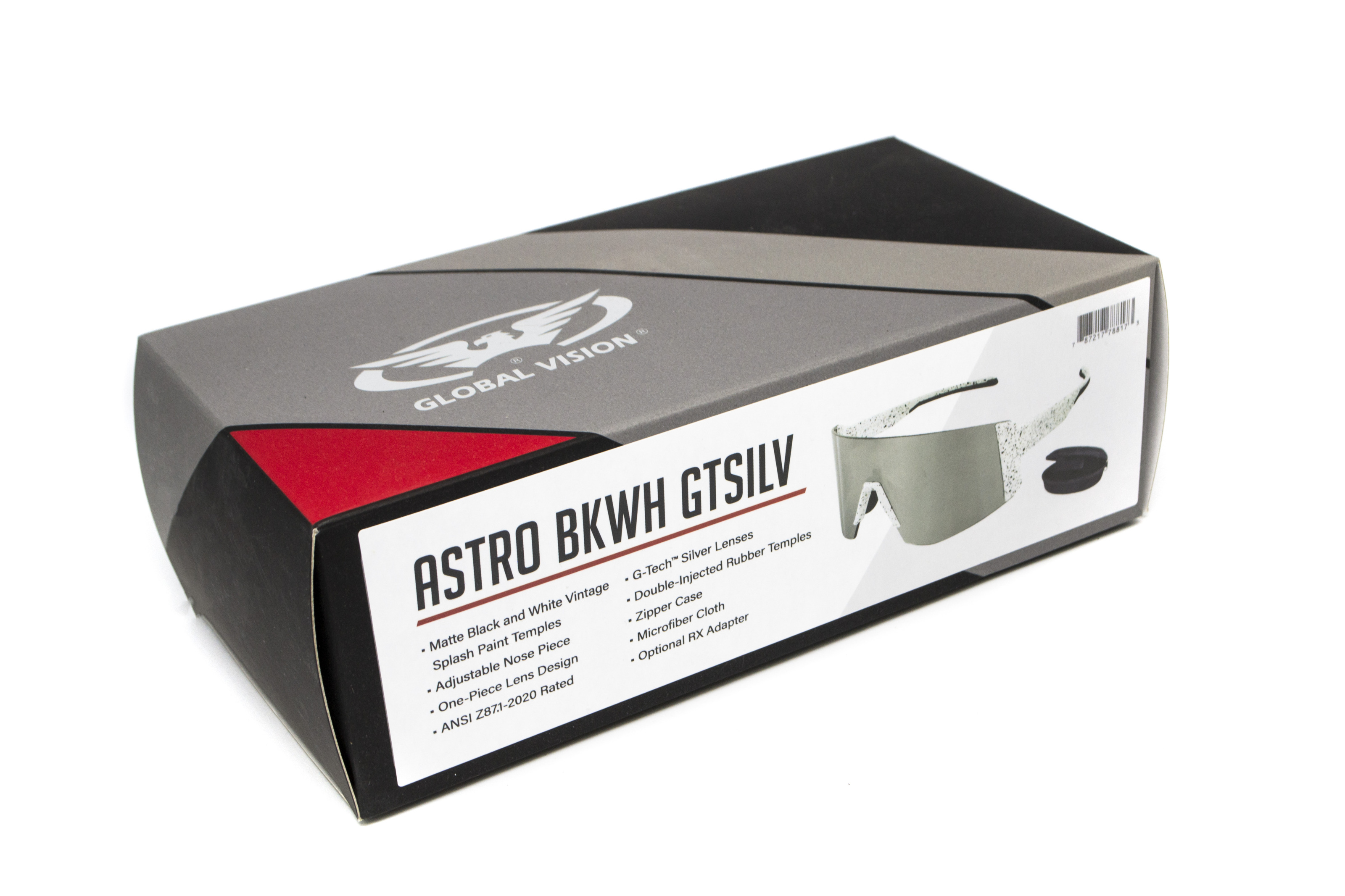 Очки защитные открытые Global Vision Astro+RX White (G-Tech™ silver), зеркальные серые в белой оправе с диоптрической вставкой в комплекте фото 11