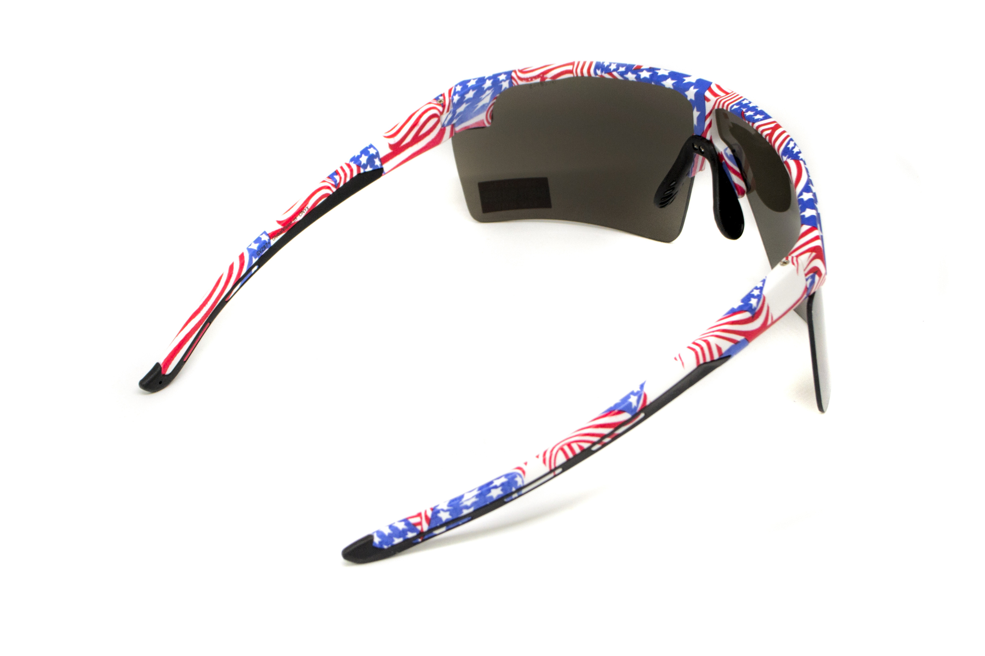 Очки защитные открытые Global Vision Onyx USA Flag (gray), сірі в оправі прапор США фото 9