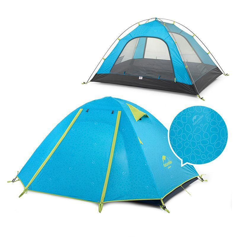 Намет тримісний Naturehike P-Series NH18Z033-P 210T/65D, блакитний фото 3