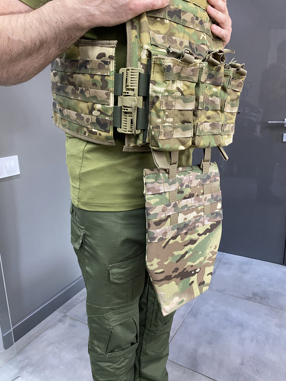 Подсумок передник напашник для плитоноски, размер S, Мультикам, Cordura 1000D, сумка под баллистический пакет фото 6