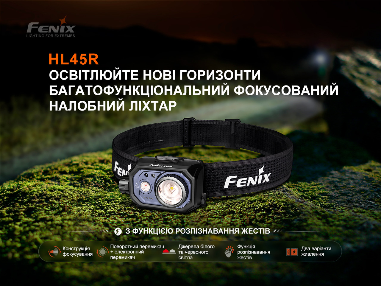 Ліхтар налобний Fenix HL45R LED з безконтактним датчиком фото 6