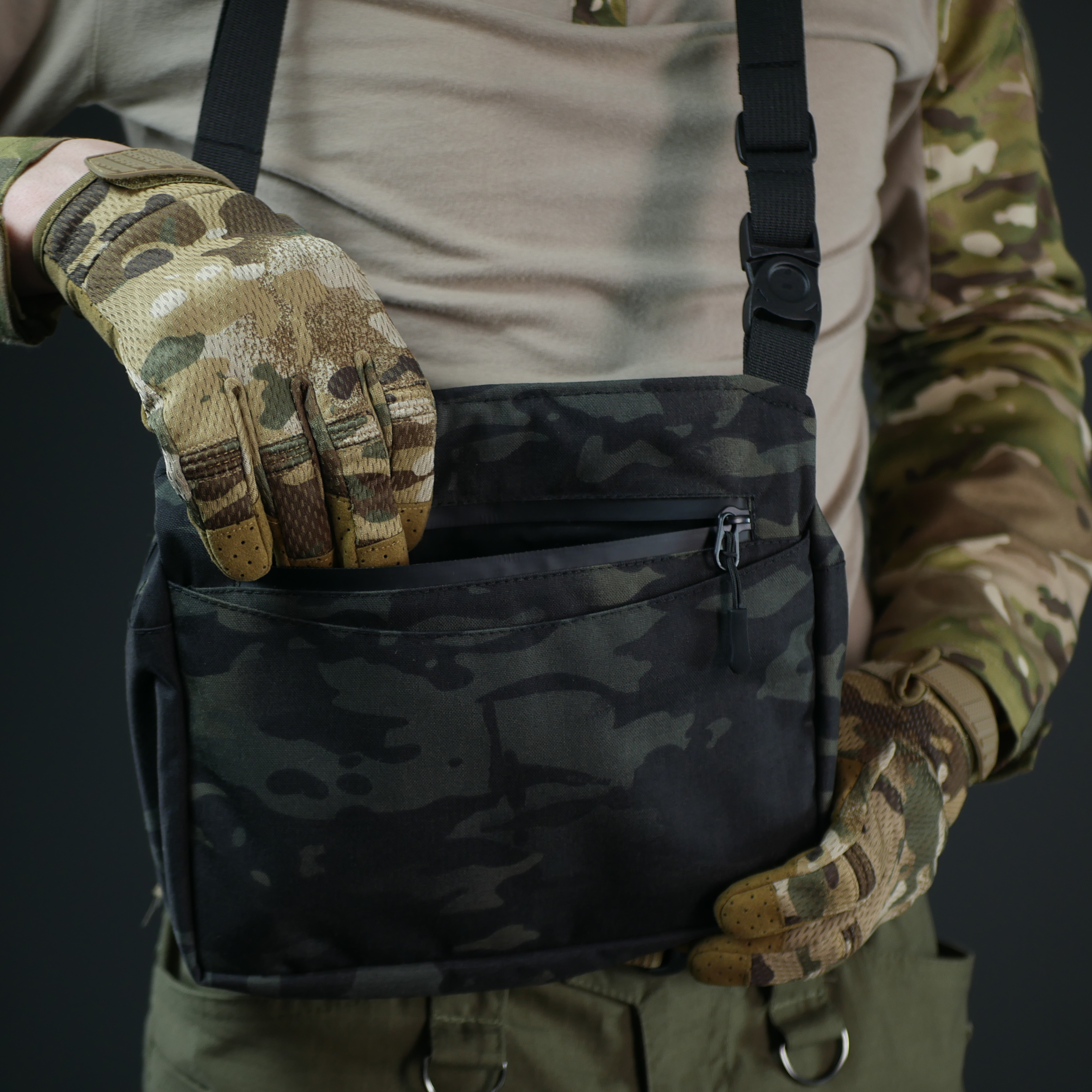 Смарт-сумка через плече Militex Tactic city bag Cordura original USA Чорний Мультикам фото 8