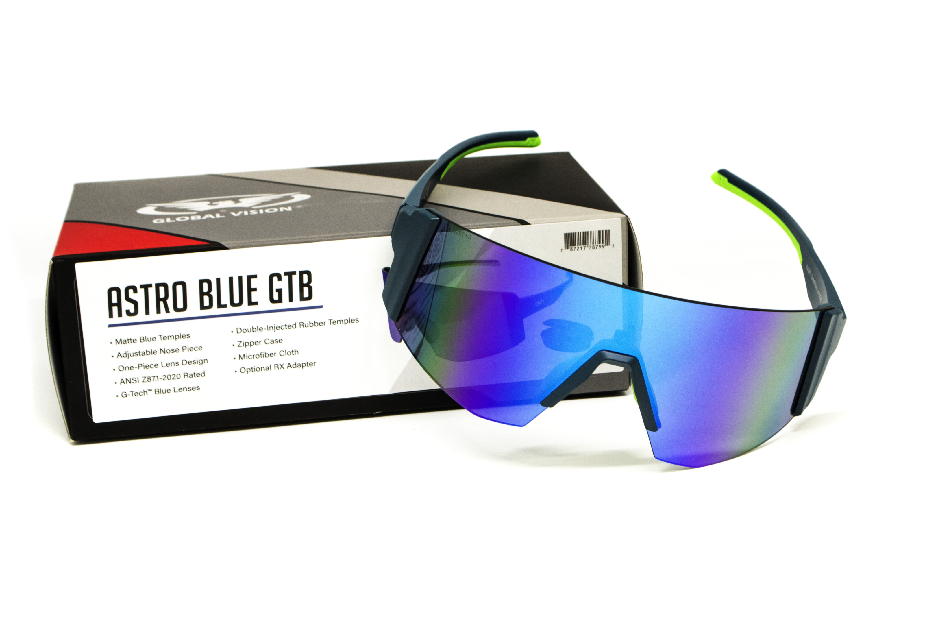 Очки защитные открытые Global Vision Astro+RX Blue (G-Tech™ blue), зеркальные синие в синій оправі с диоптрической вставкой в комплекте фото 13