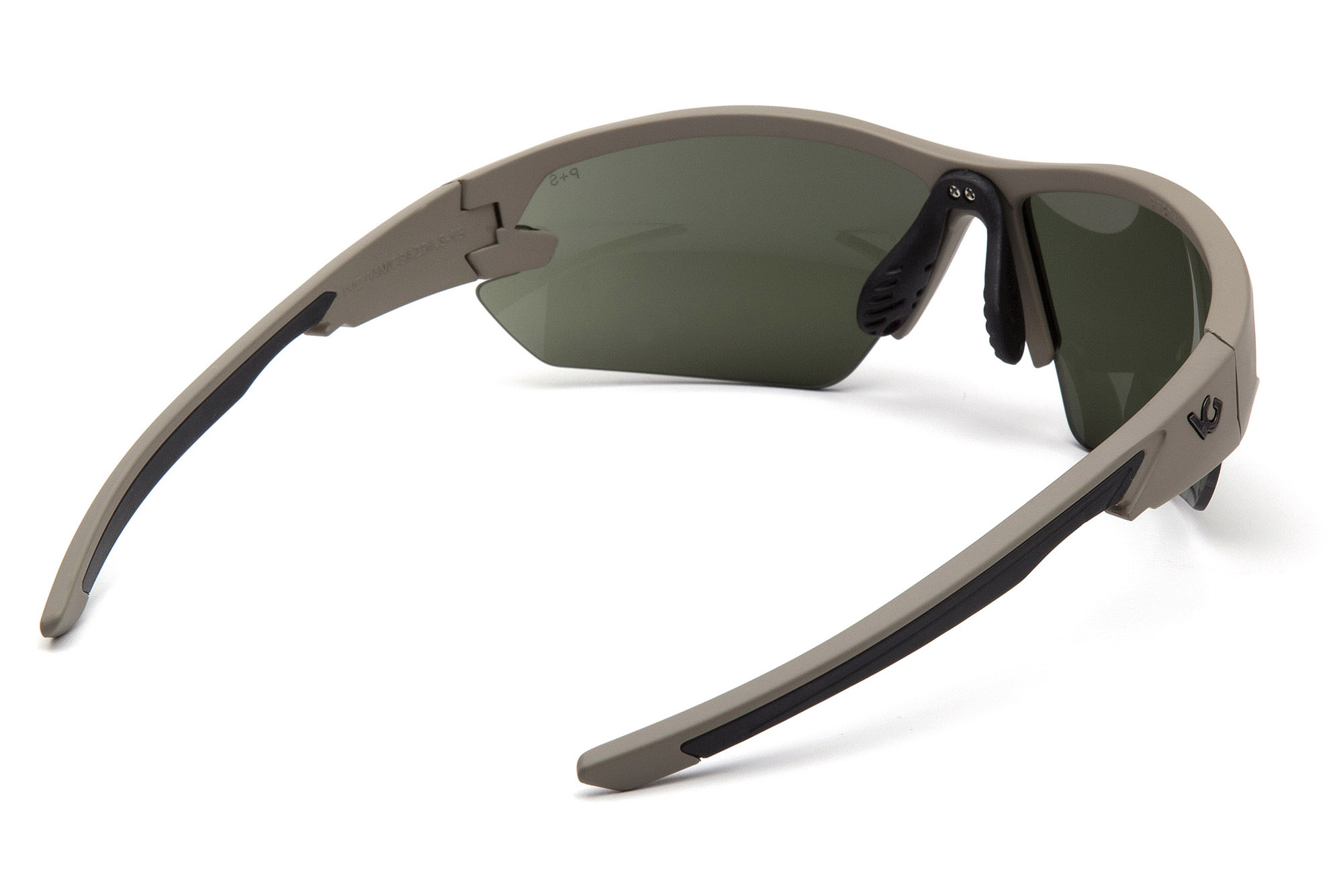 Окуляри захисні відкриті Venture Gear Tactical Semtex 2.0 Tan (forest grey) Anti-Fog, чорно-зелені в пісочній оправі фото 4