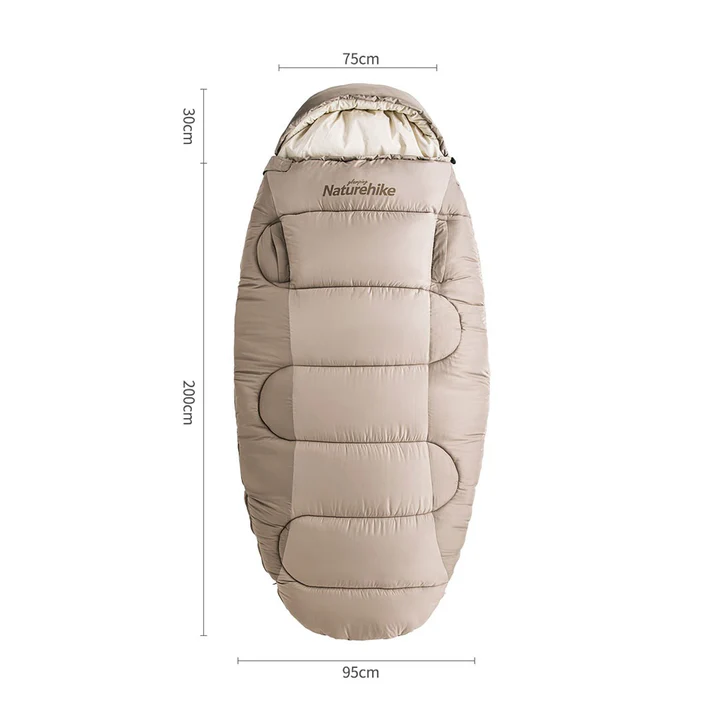 Спальний мішок овальний Naturehike PS200 NH20MSD03, правий, бежевий фото 4