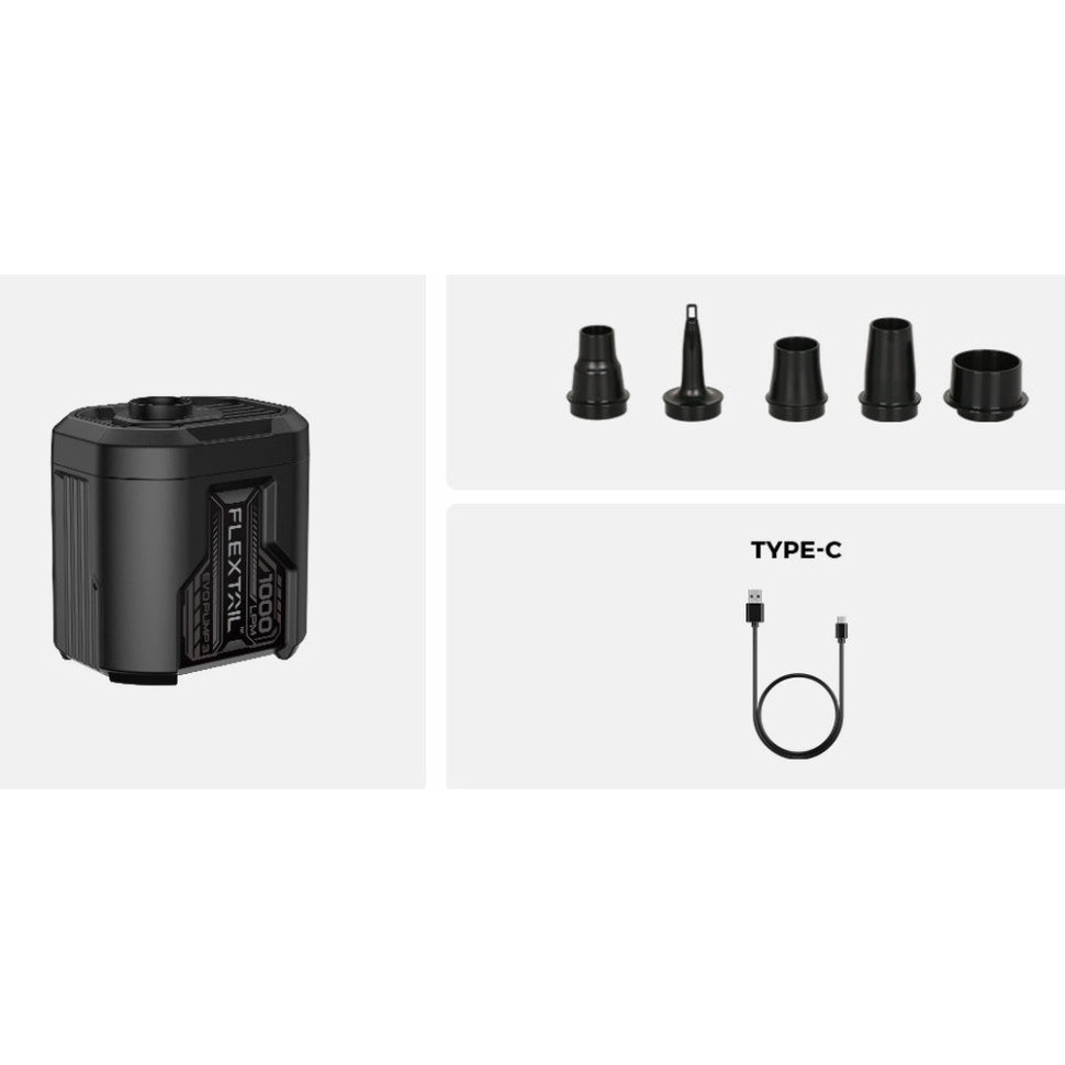 Портативний повітряний насос Flextail Evo Pump 3, 1000 л/хв, чорний фото 2