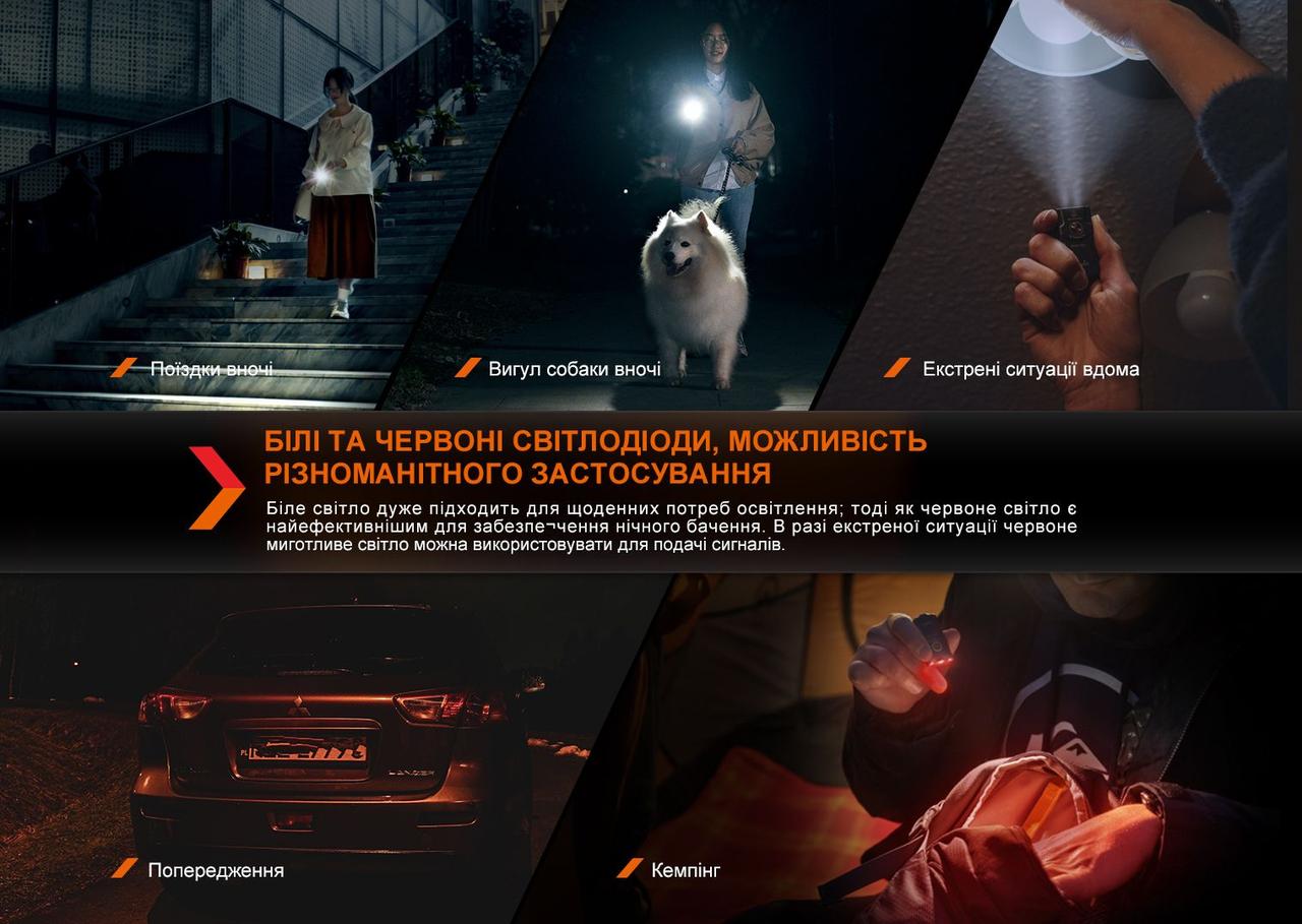 Ліхтар наключний Fenix E03R V2.0, синій фото 9