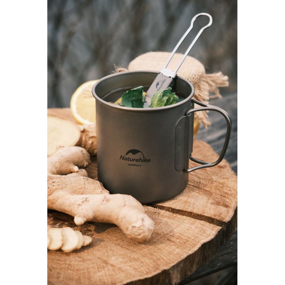 Ложко-вилка титановая складная Naturehike NH19C001-J серая с мешочком фото 10