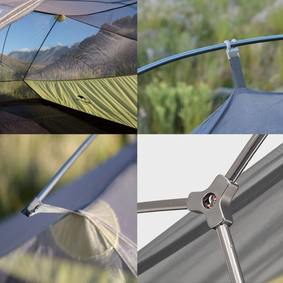 Намет надлегкий тримісний з футпринтом Naturehike Cloud Up 3 Updated NH18T030-T, 20D, темно-зелений фото 3
