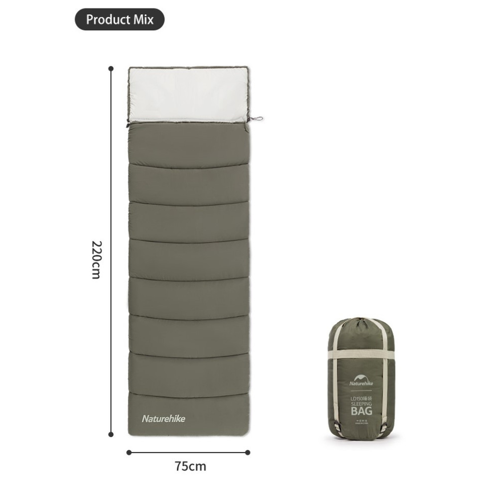 Спальник с капюшоном Naturehike LD350 CNK2300SD016, темно-зеленый фото 4