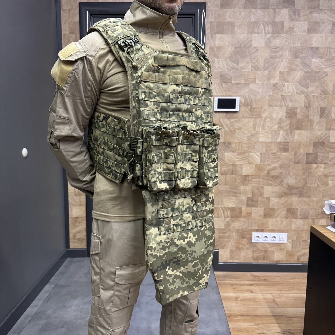 Подсумок передник напашник для плитоноски, размер L, Пиксель, Cordura 1000D, сумка под баллистический пакет фото 2