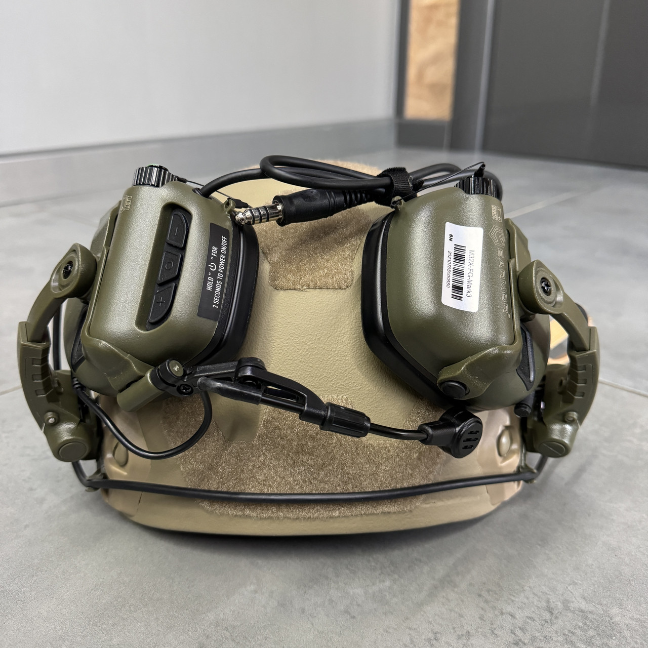 Наушники тактические Earmor M32X Mark3, активные, с креплением на шлем и съёмным микрофоном, цвет Олива фото 9