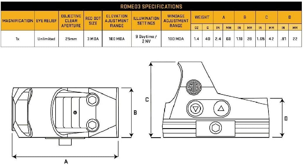 Коллиматор SIG Sauer ROMEO 3 REFLEX SIGHT, 1x25MM, 3 MOA RED DOT, M1913 RISER фото 4