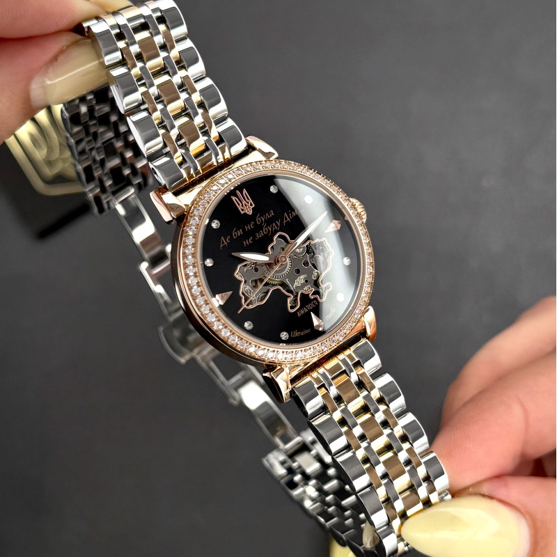 Класичний жіночий годинник Awarder 047 Де би не була Silver-Gold-Black, водонепроникний фото 8