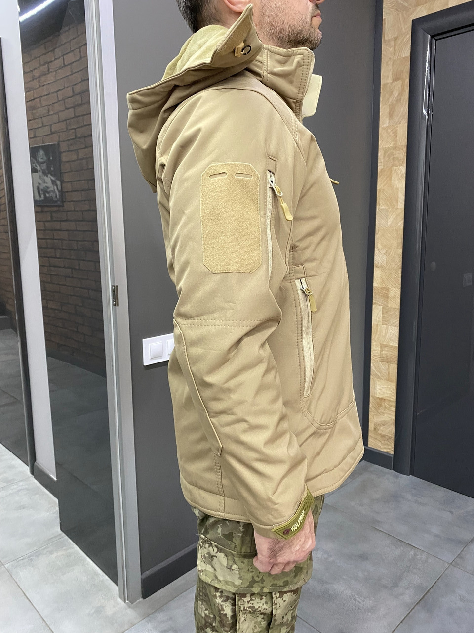 Куртка тактическая WOLFTRAP Softshell, цвет Койот, размер L, зимняя мужская куртка софтшелл для военных фото 4