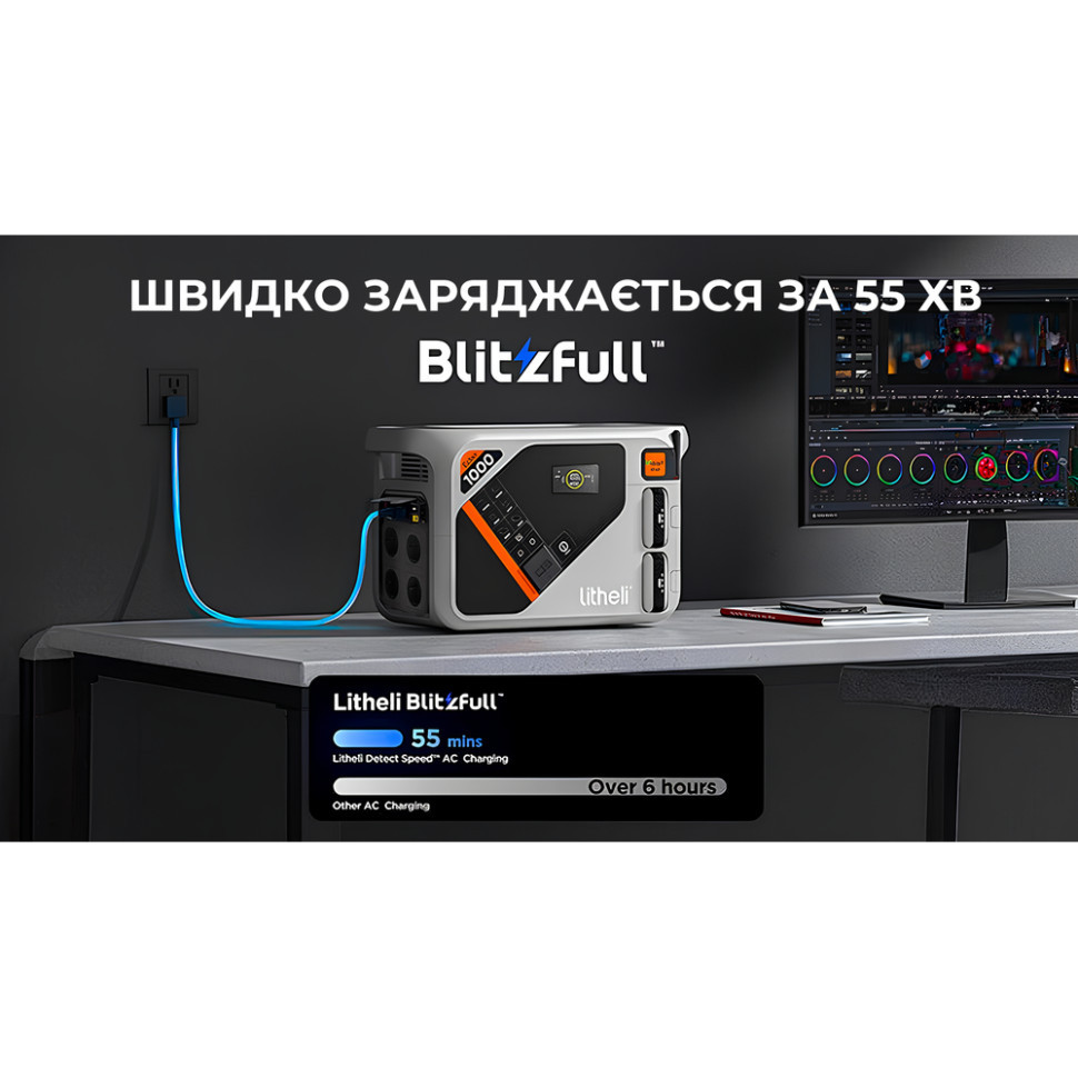 Зарядна станція Litheli 1800 Вт, 1069 Вт·год, LiFePO4, + 2 Power Bank (U20EH17-0U200) фото 2