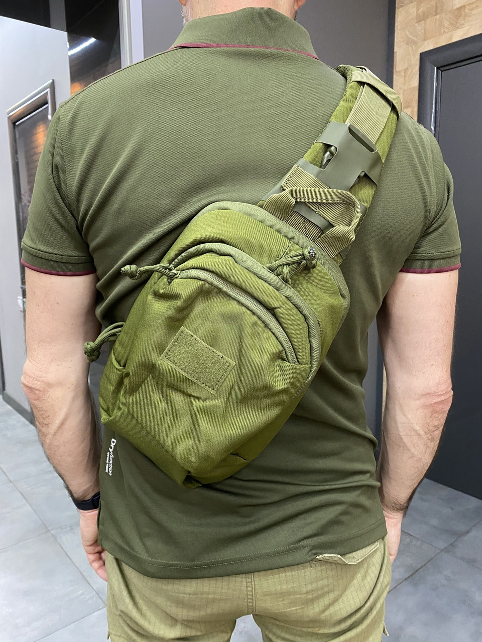 Сумка тактическая с ремнем через плечо, Cordura, Олива, Yakeda, сумка армейская c ремнем через плечо фото 2