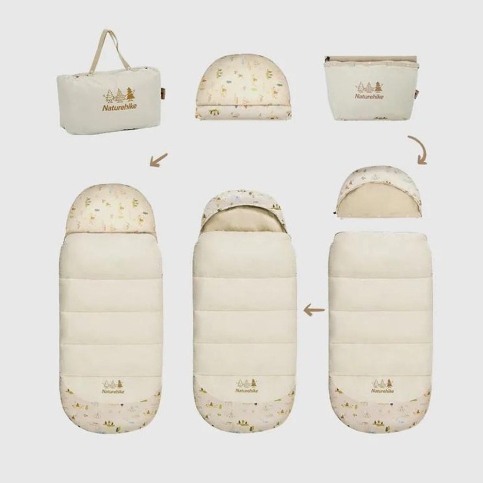 Спальник дитячий з капюшоном Naturehike B300 CNH22SD001, бежевий фото 4