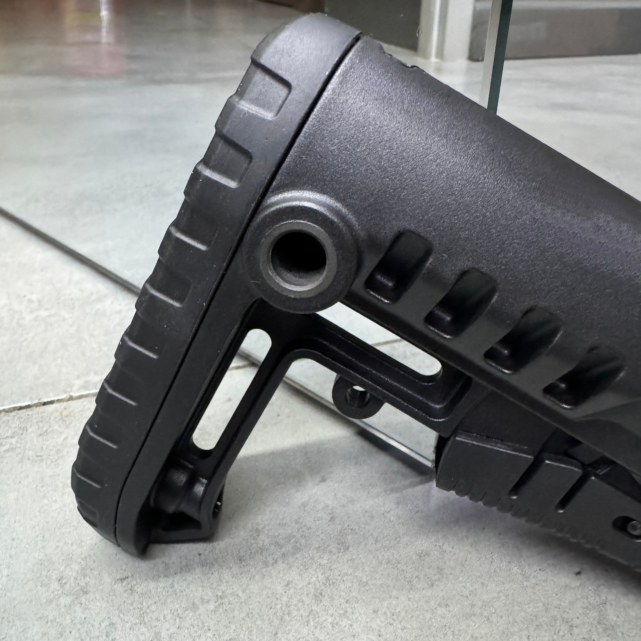 Приклад (база) DLG TBS TACTICAL DLG-130, для трубок Mil-Spec, цвет Черный, гнездо антабки на 2 стороны фото 4