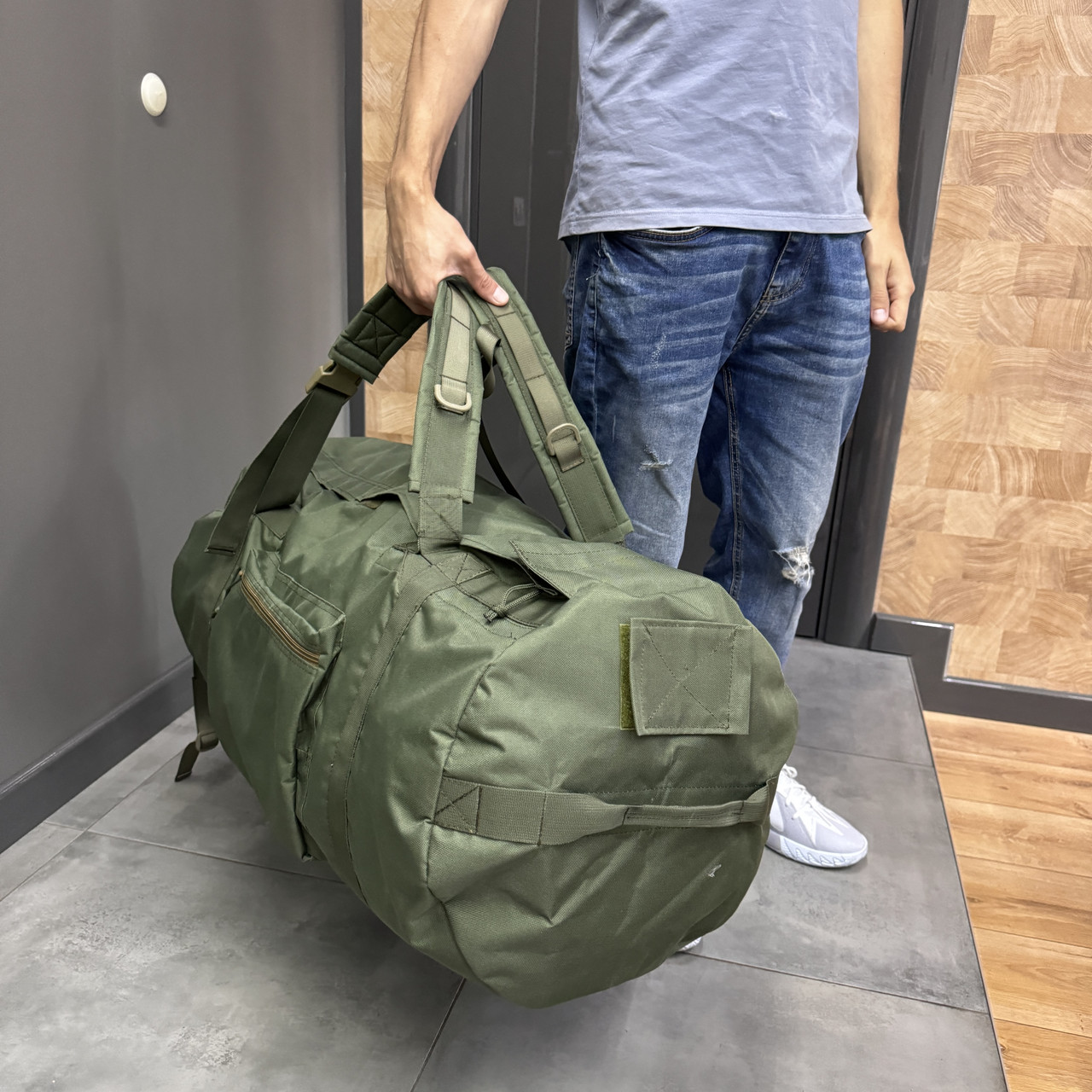 Баул армейский 100 л, Оксфорд 600D, с плечевыми ремнями, цвет Олива, WinTac, армейский вещмешок фото 5