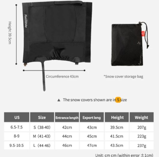 Гамаші Naturehike HJ-X04 Gaiter L 44-46 NH20HJ014 black фото 7