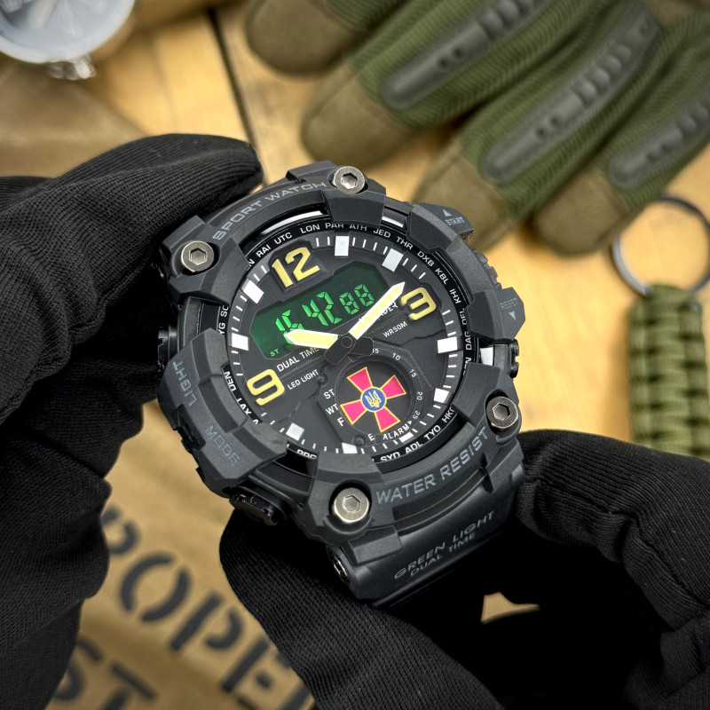 Спортивний чоловічий годинник Awarder 003BKSU ЗСУ Чорний + Коробка фото 3