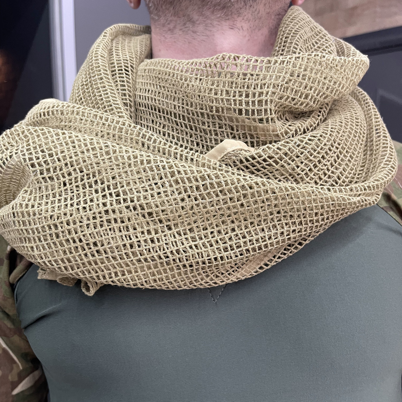 Снайперская сетка военная тактическая, Койот, 0,7м х 1,8м, Single Sword, мужской головной платок, шарф летний фото 2
