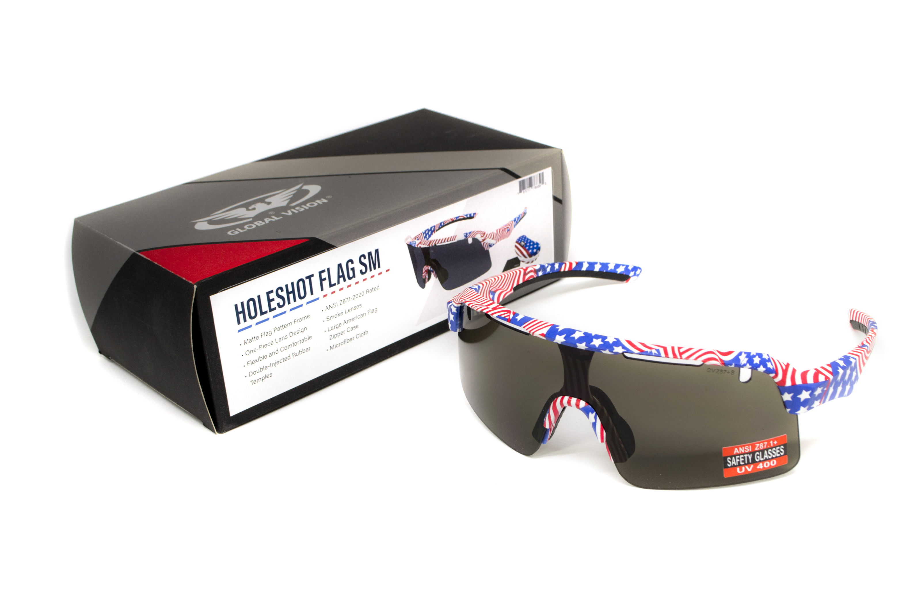Очки защитные открытые Global Vision Holeshot USA Flag (gray), сірі в оправі прапор США фото 10