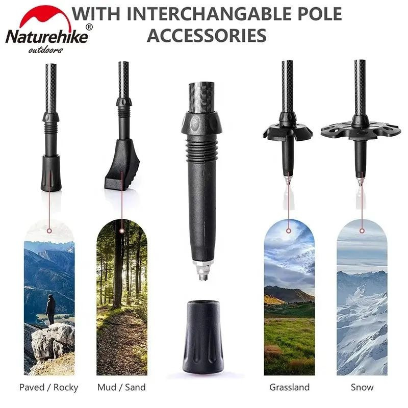 Трекинговые палки Naturehike NH20DS003, 135 см, черный/красный, 2 шт. фото 3