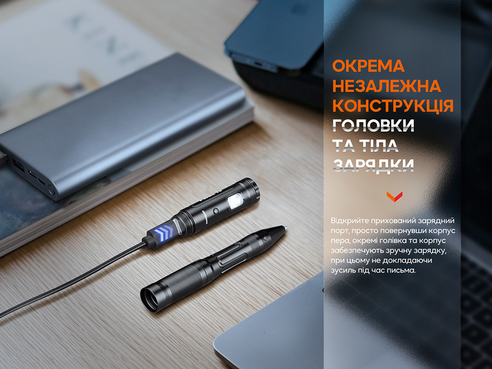 Fenix T6 тактична ручка з ліхтариком синя фото 9