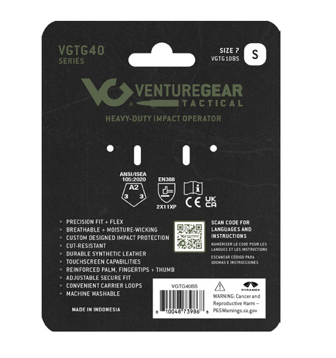 Тактичні протиударні рукавиці Venture Gear Tactical VGTG40 Heavy-Duty Impact Operator, чорні, розмір 2XL (11) фото 6