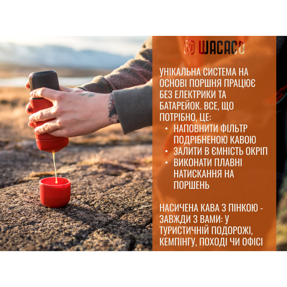 Портативная эспрессо-кофеварка Wacaco Nanopresso белая с чехлом фото 7