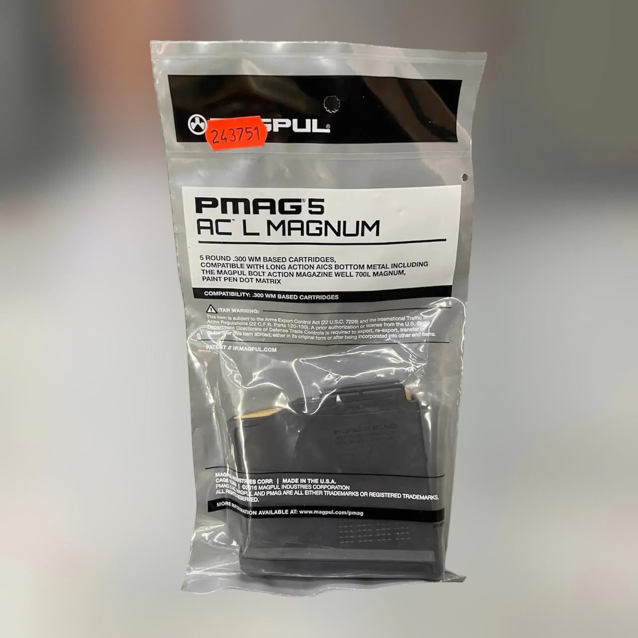 Магазин Magpul PMAG 5 AC L, Magnum – AICS Long Action, калибр .300 WM на 5 патронов (MAG698) фото 7