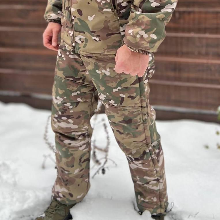 Зимние брюки Softshell тактические с мембраной на -20, Мультикам, размер XXL, брюки софтшелл зима для военных фото 2