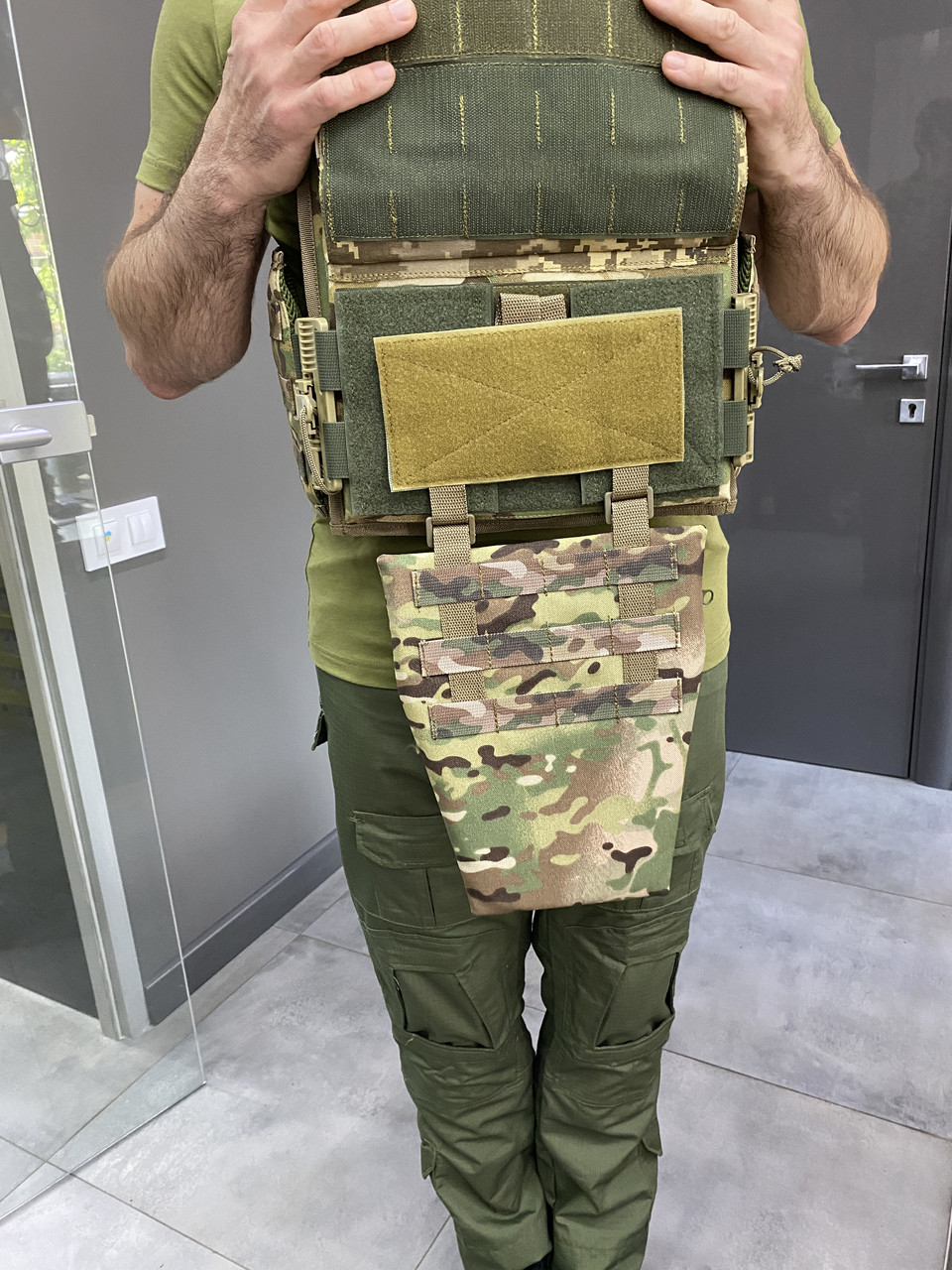 Подсумок передник напашник для плитоноски, размер L, Мультикам, Cordura 1000D, сумка под баллистический пакет фото 3