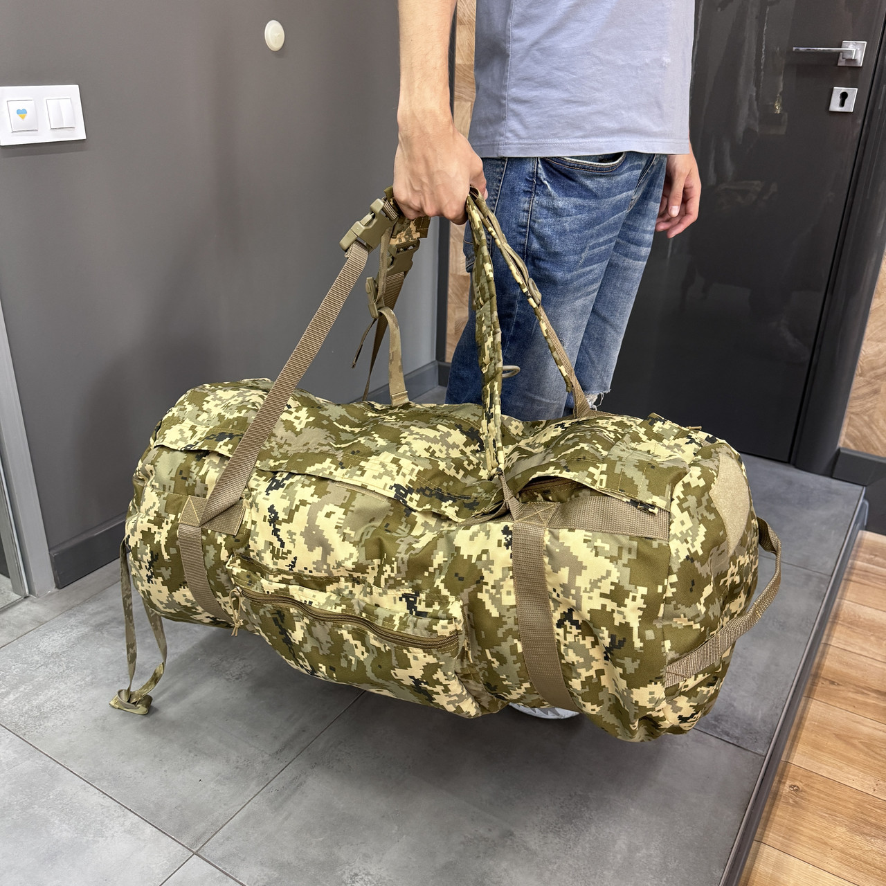 Баул армейский 100 л, Оксфорд 600D, с плечевыми ремнями, Пиксель Украинский, Wintac, армейский вещмешок фото 5