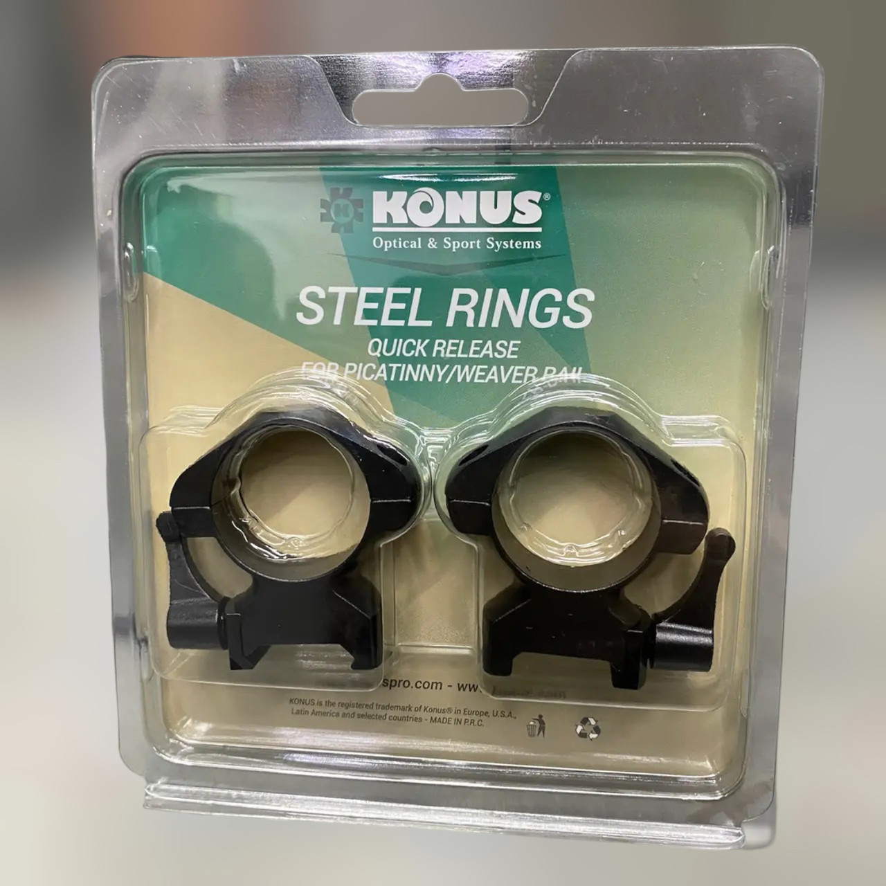 Крепление для прицела KONUS STEEL-QR – быстросъемные кольца 30 мм, высокие, на планку Пикатинни/Вивера