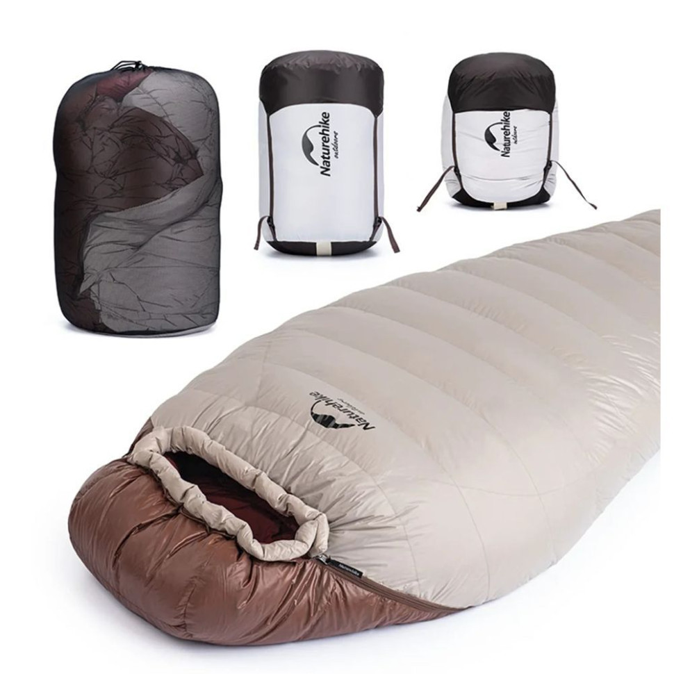 Спальник з натуральним пухом Naturehike Snowbird NH20YD001, p-р L, коричневий 720 г фото 6