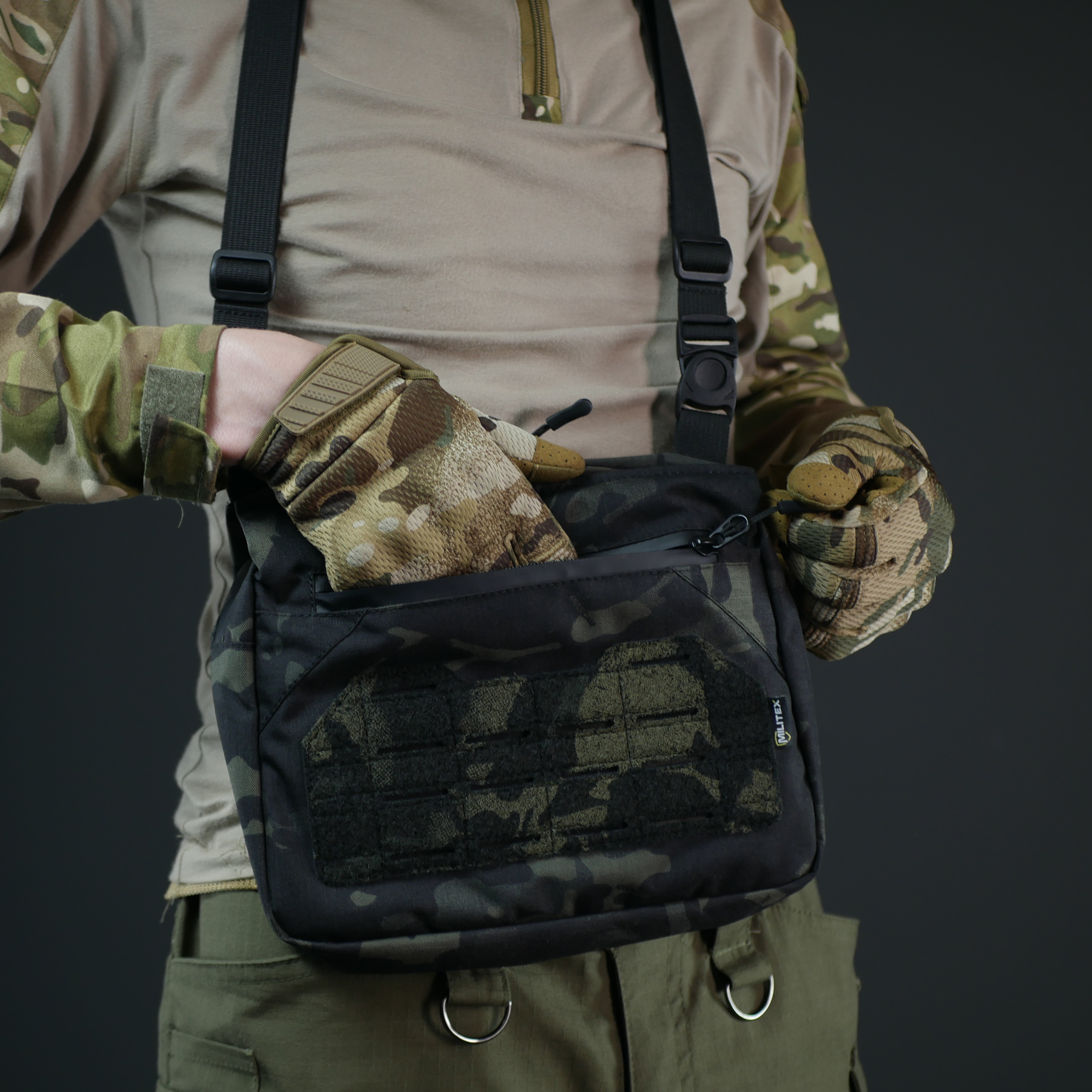 Смарт-сумка через плече Militex Tactic city bag Cordura original USA Чорний Мультикам фото 7