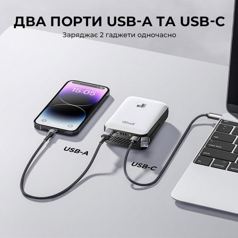 УМБ Litheli Power Bank  20000 mAh, 45 W, 4А, Fast Charge (U20BY03-0U000) фото 3