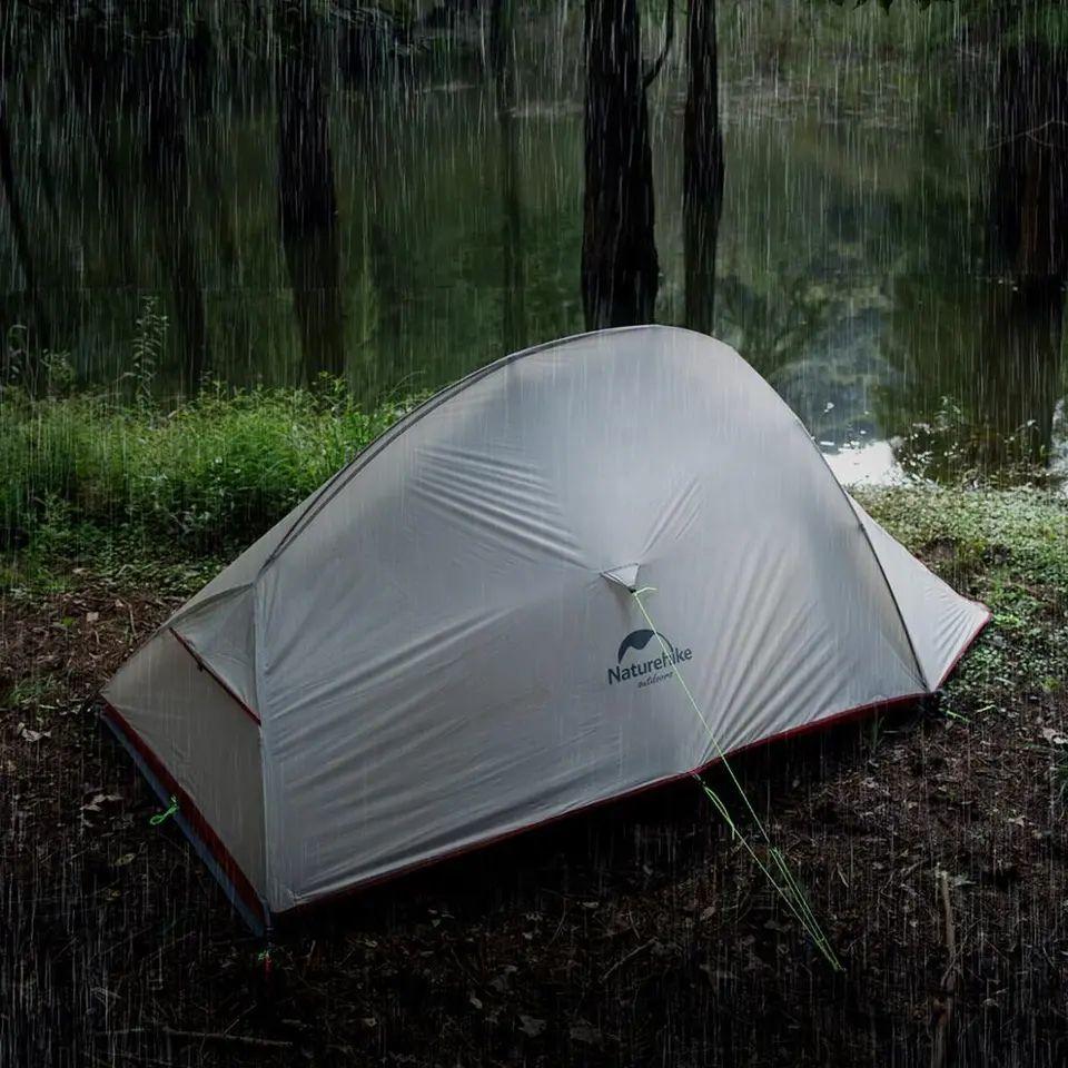 Намет надлегкий тримісний з футпринтом Naturehike Cloud Up 3 Updated NH18T030-T, 20D, темно-зелений фото 6