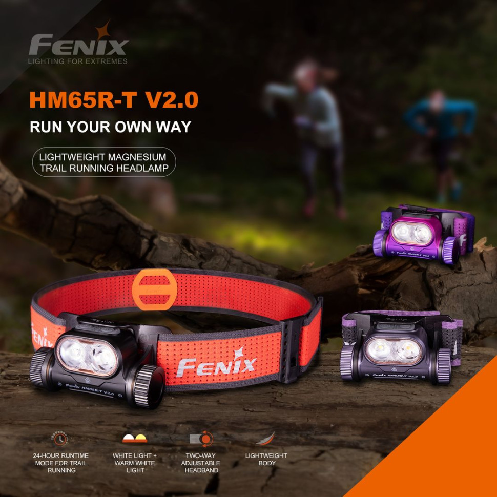 Ліхтар налобний Fenix HM65R-T V2.0 бузковий фото 5