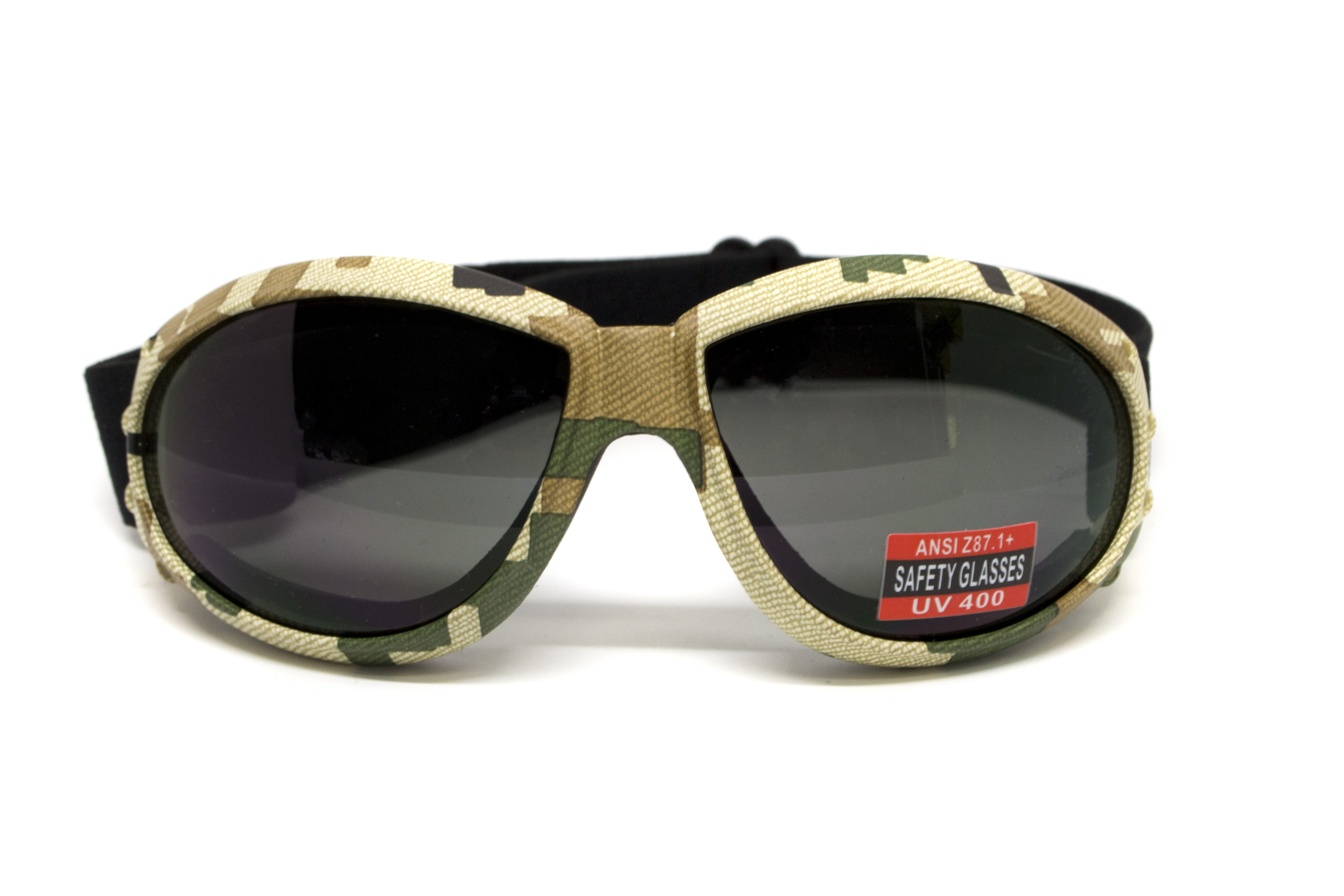 Очки защитные с уплотнителем Global Vision Eliminator Camo Pixel (gray), серые в камуфлированной оправе фото 4