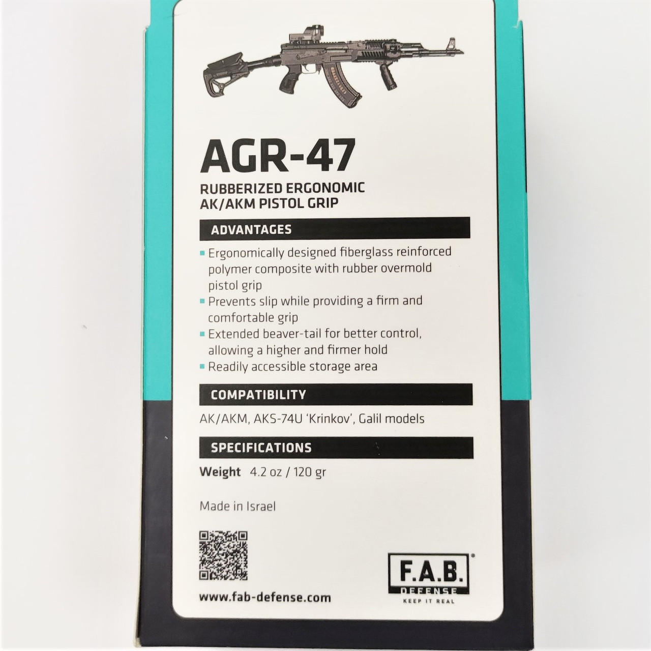 Прогумована пістолетна рукоятка Fab Defense AGR AGR-47B для AK-47, 74, Сайга фото 4