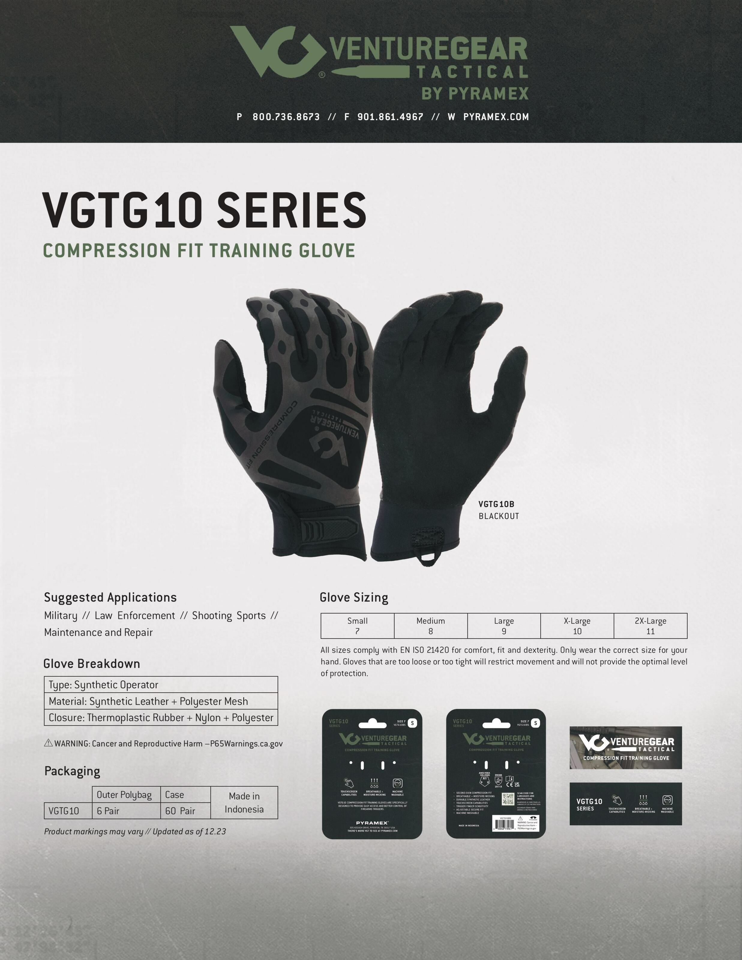 Рукавички тактичні Venture Gear Tactical VGTG10 Compression Fit, чорні, розмір S (7) фото 9
