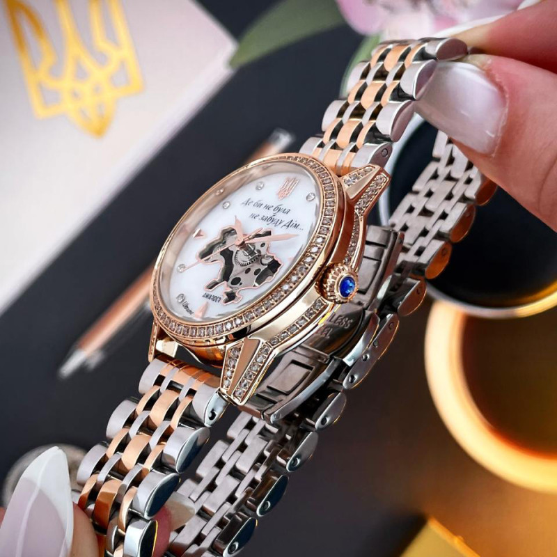 Класичний жіночий годинник Awarder 049 Де би не була Silver-Gold-Pearl, водонепроникний фото 5